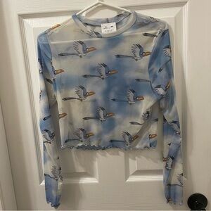 Blue Sheer Mesh Top with Lion King  Print
